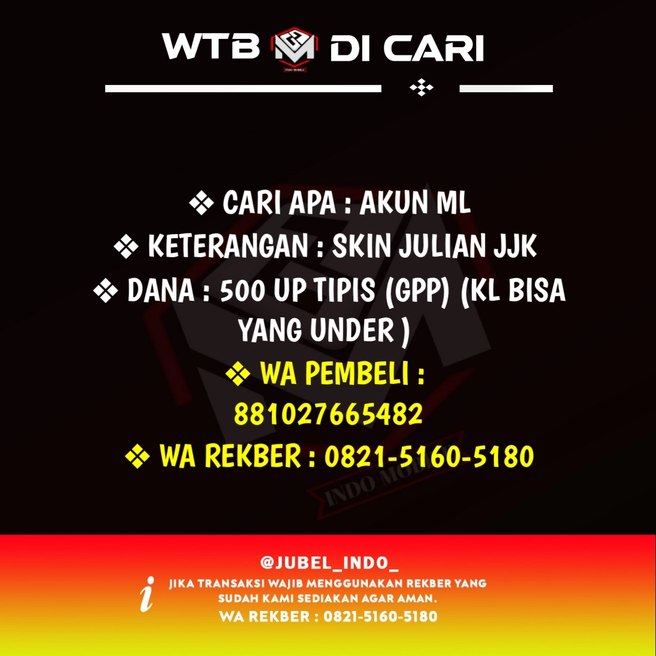 CARI AKUN ML #ML1583