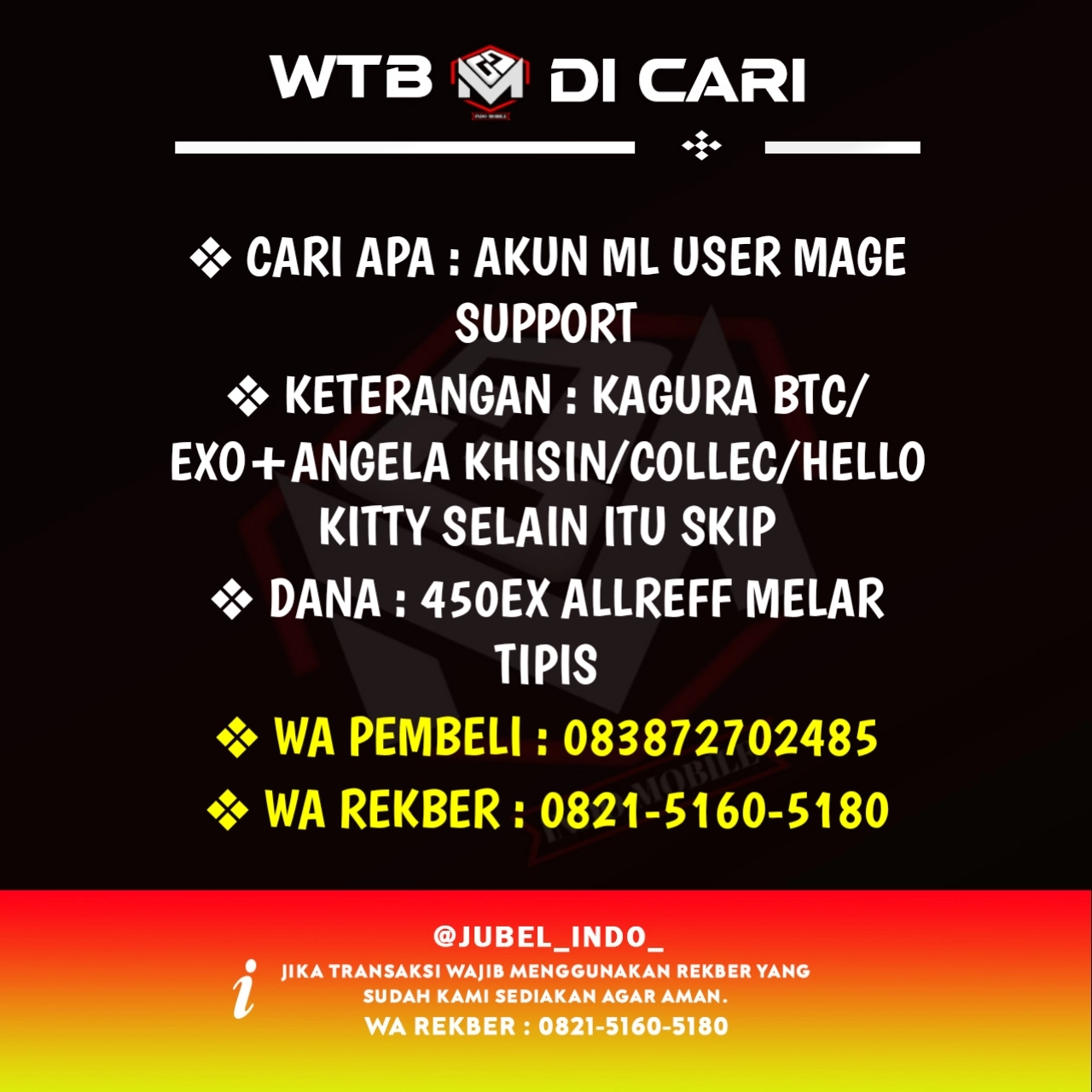 CARI AKUN ML #ML1626