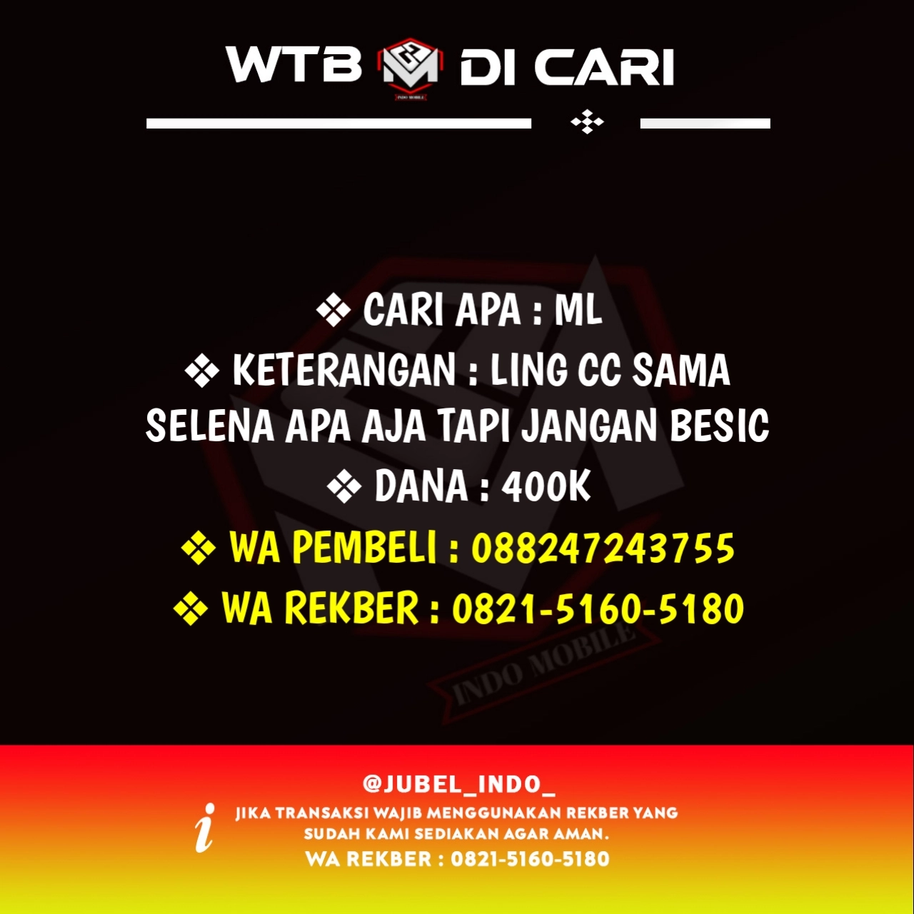 CARI AKUN ML #ML1799