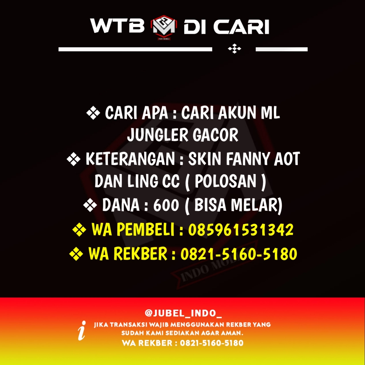 CARI AKUN ML #ML1815