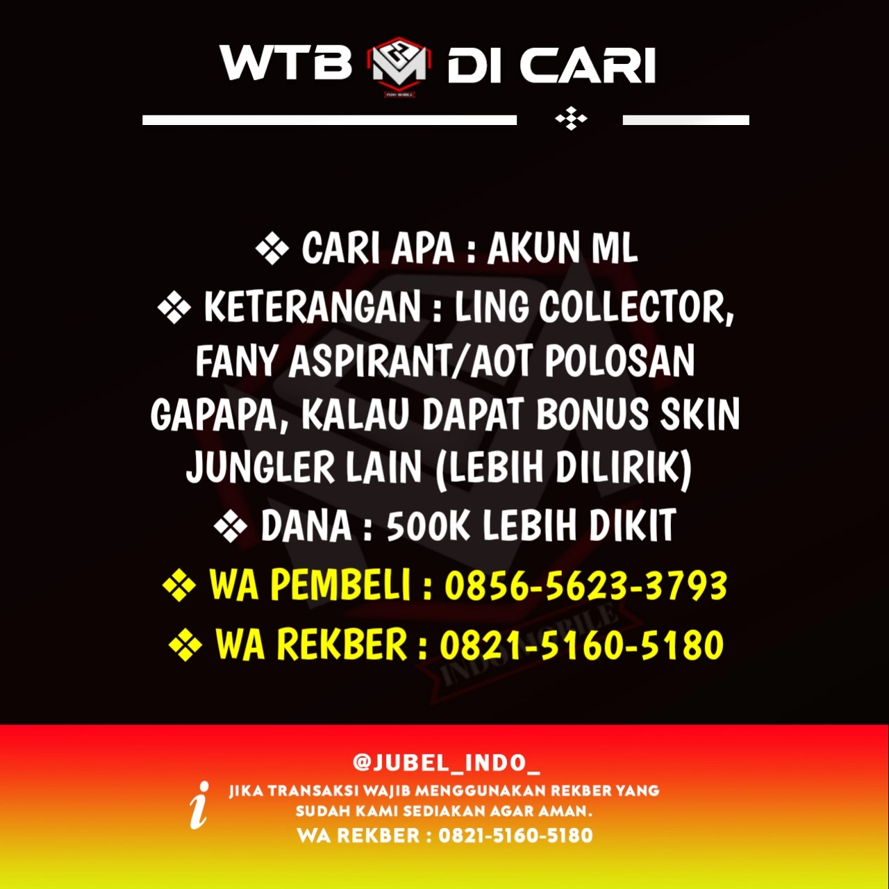 CARI AKUN ML #ML1875