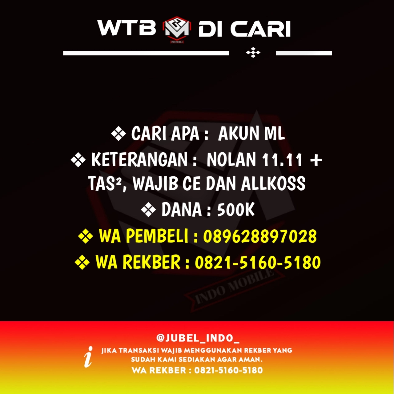 CARI AKUN ML #ML3329