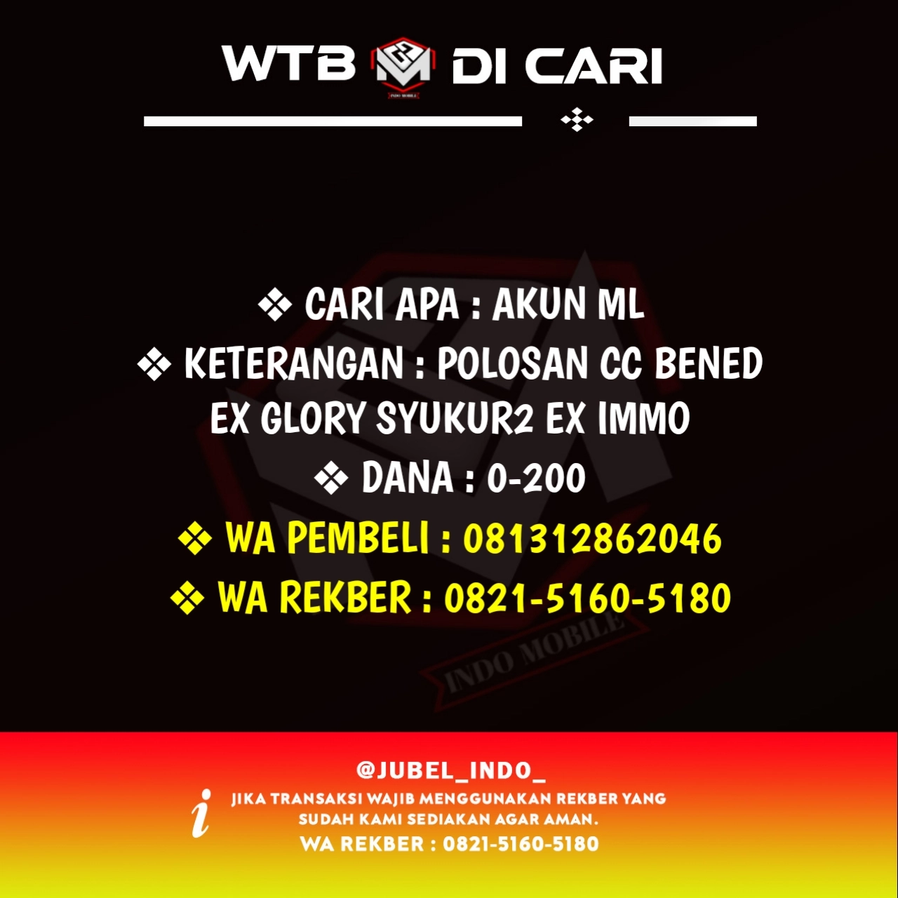 CARI AKUN ML #ML3615