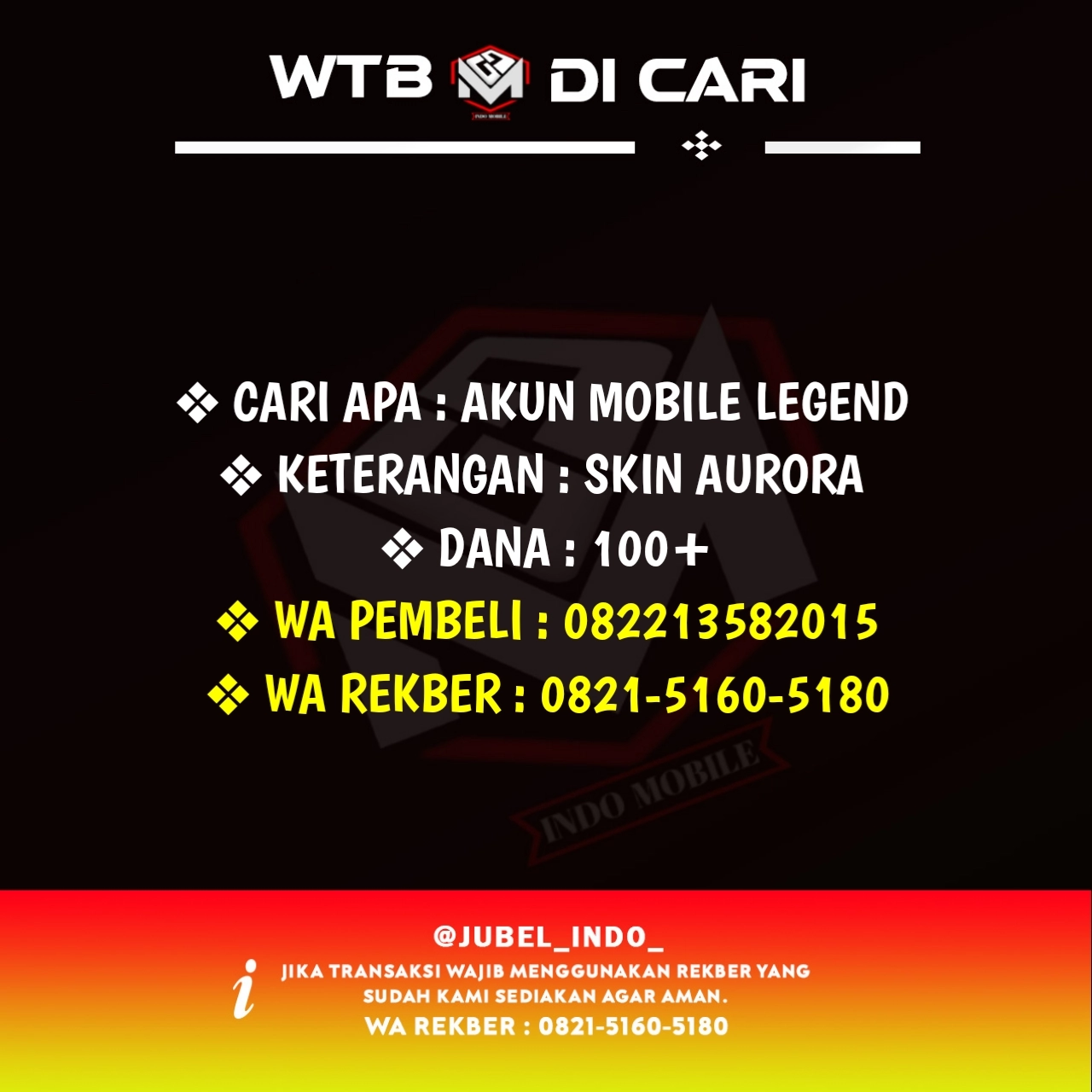 CARI AKUN ML #ML4249