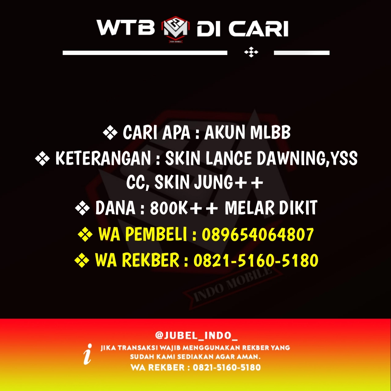 CARI AKUN ML #ML4637