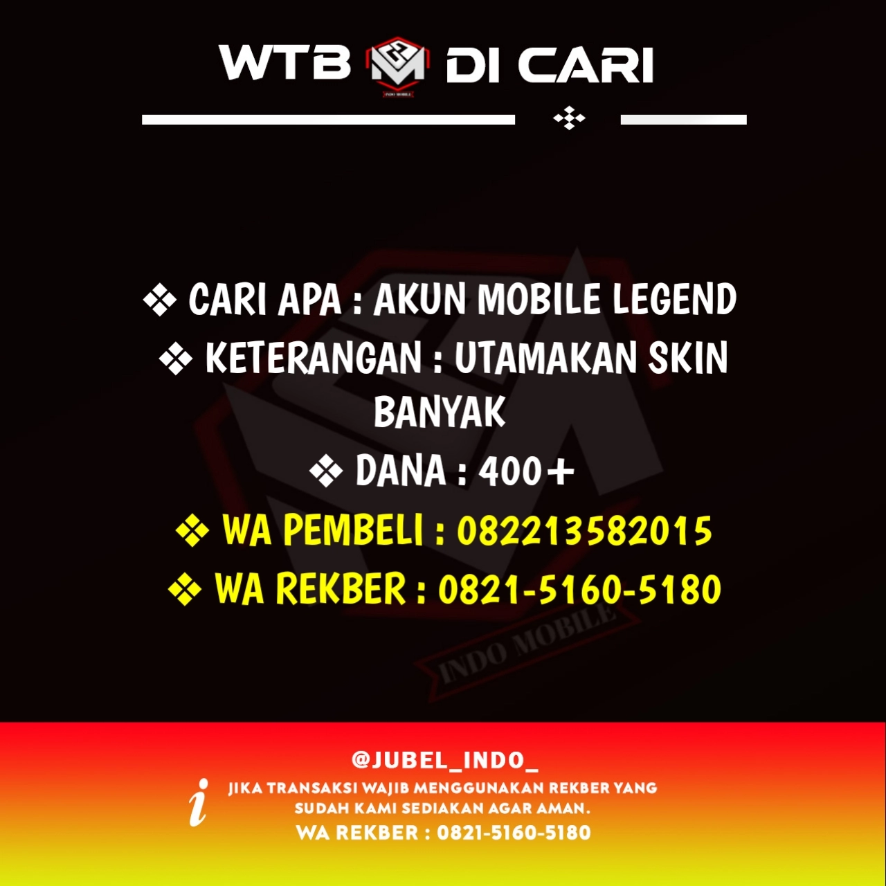 CARI AKUN ML #ML4783