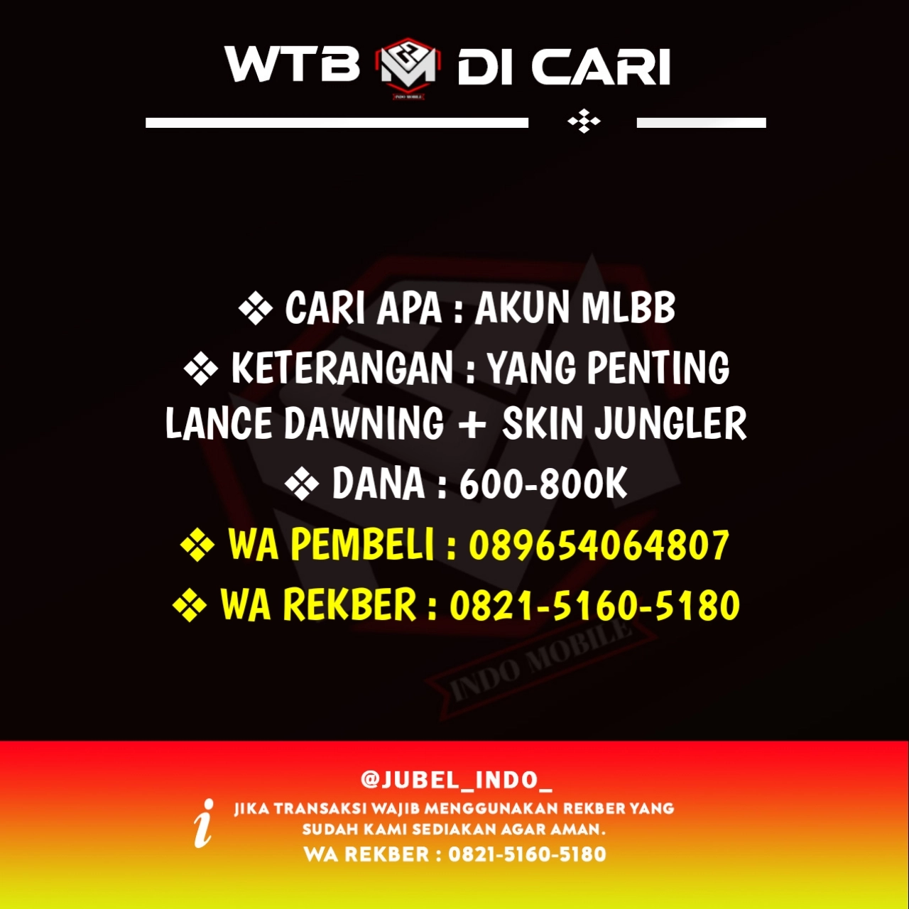 CARI AKUN ML #ML4824