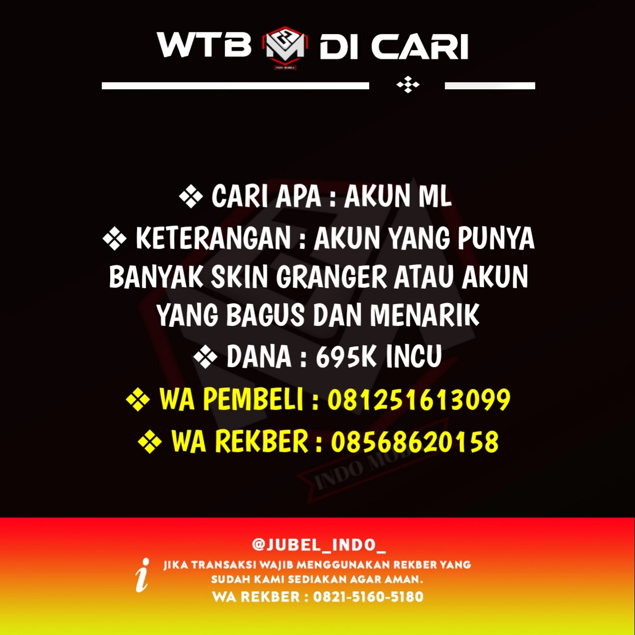 CARI AKUN ML #ML5217