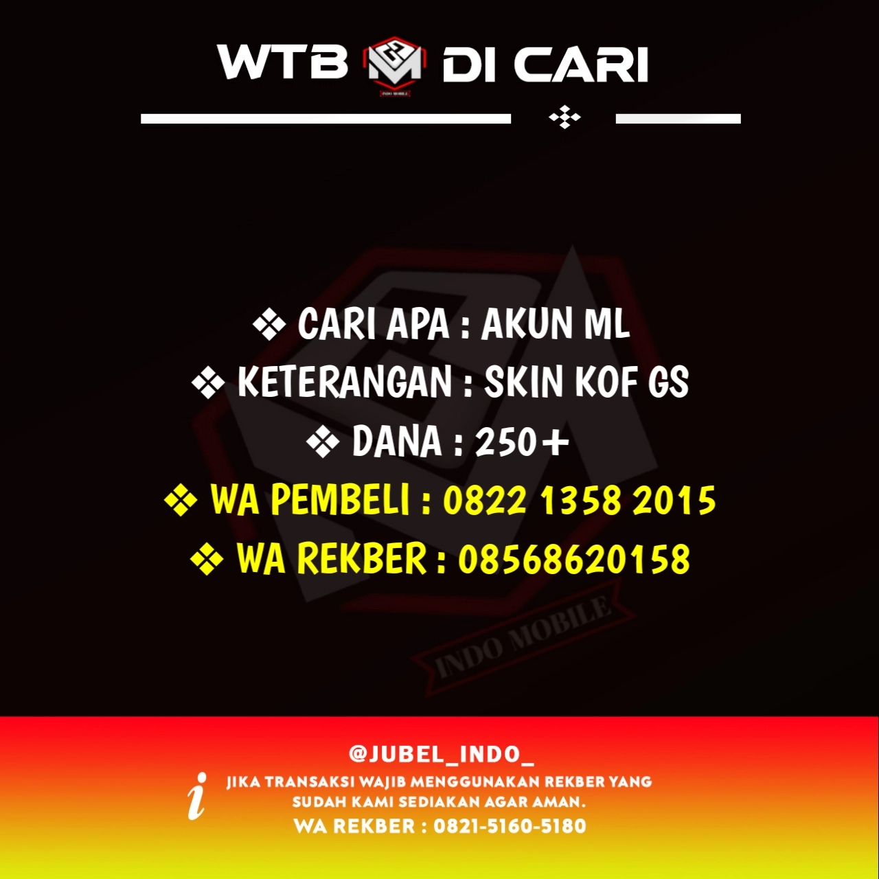 CARI AKUN ML #ML5231