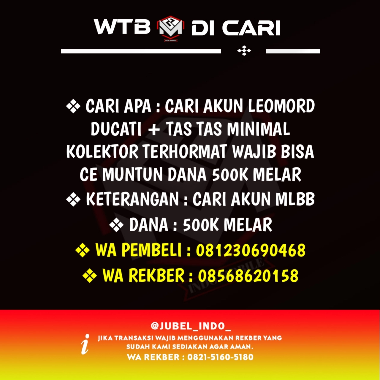 CARI AKUN ML #ML5233