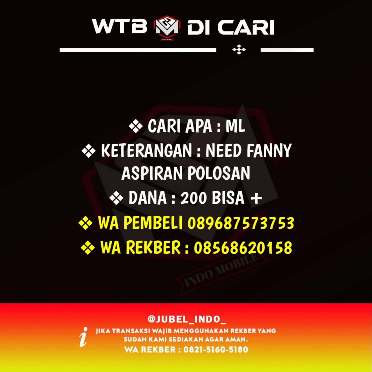 CARI AKUN ML #ML5348