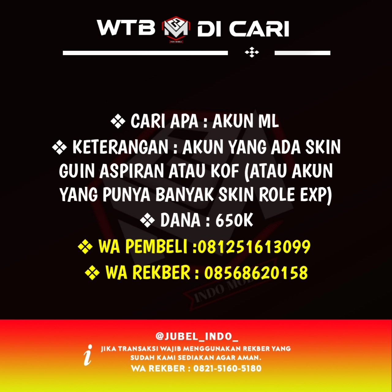 CARI AKUN ML #ML5389