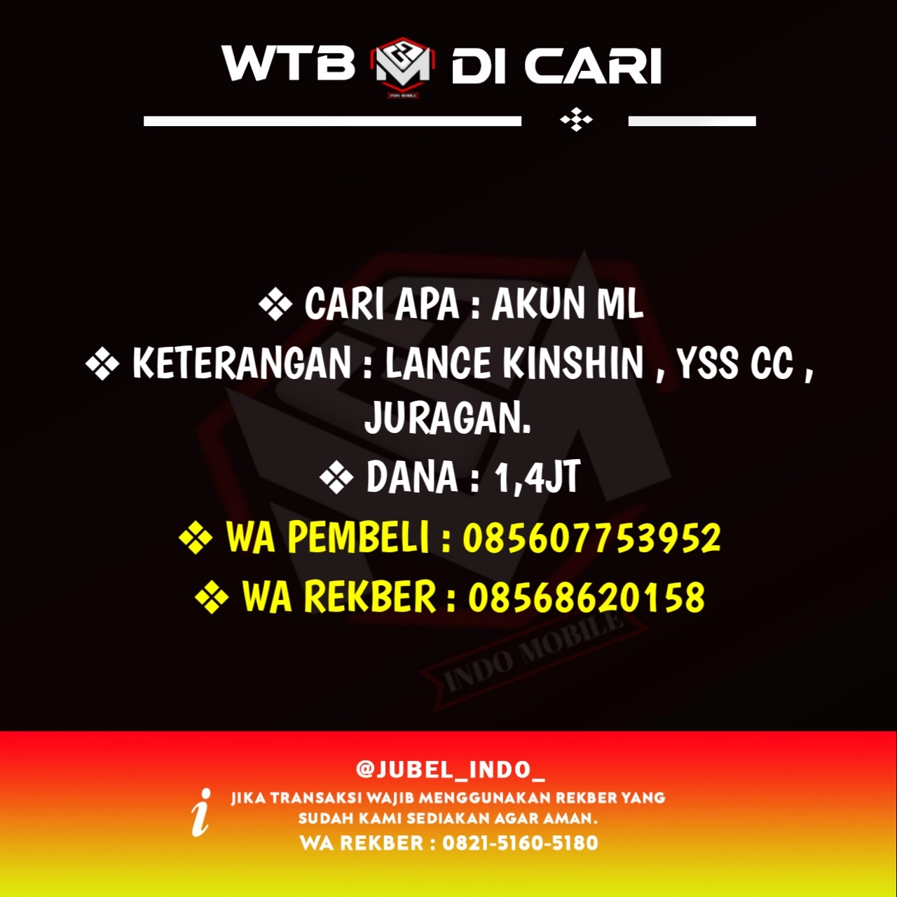 CARI AKUN ML #ML5470