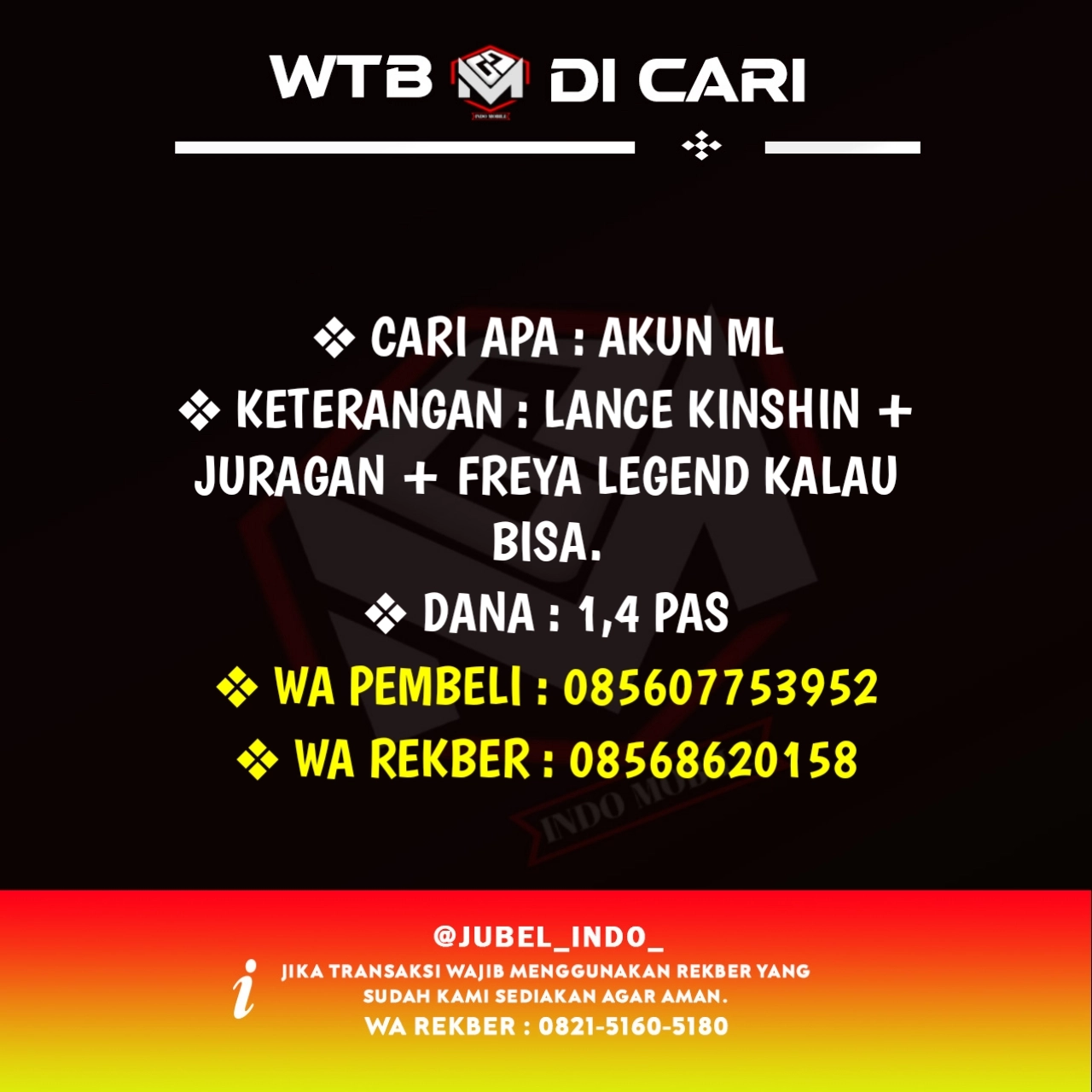 CARI AKUN ML #ML5480