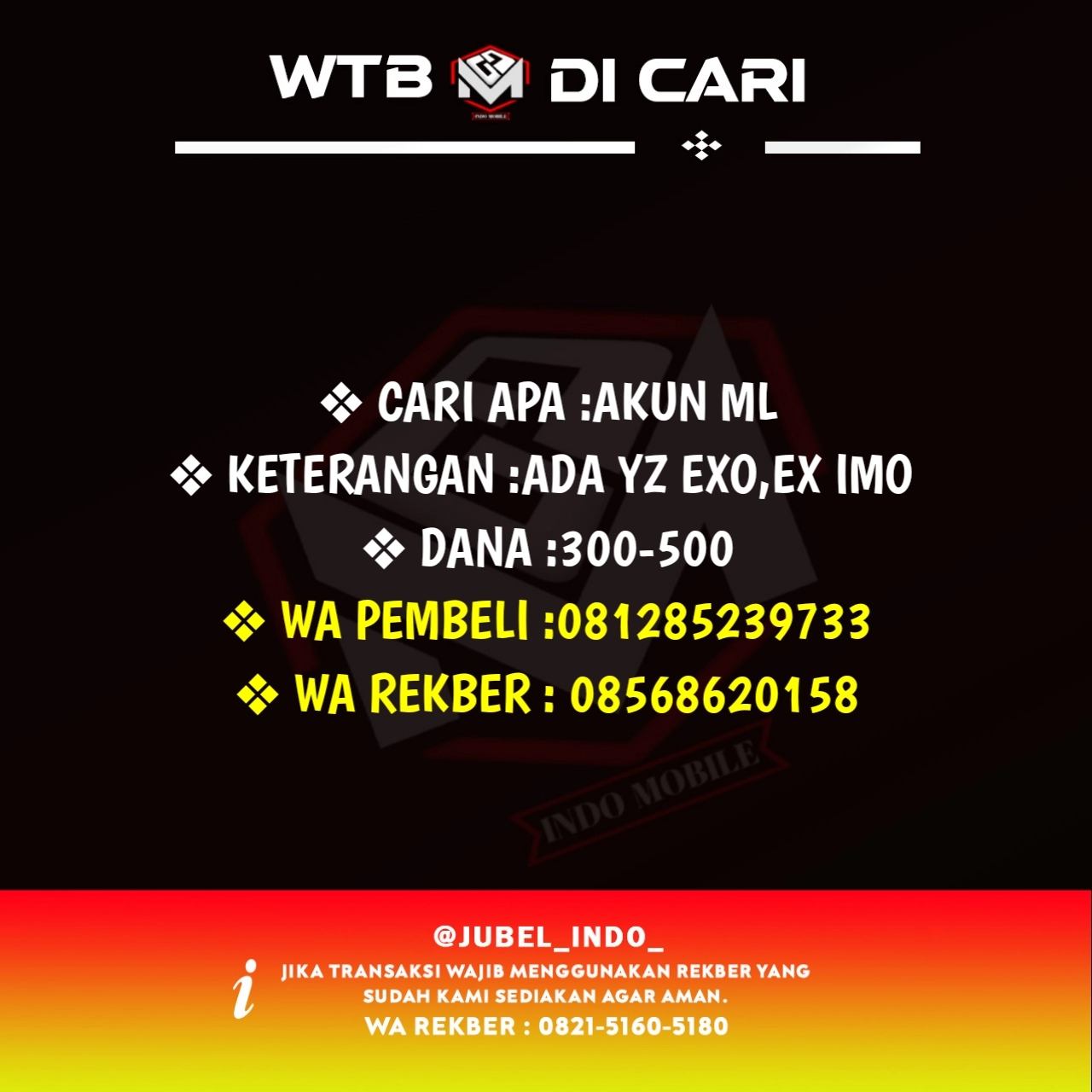 CARI AKUN ML #ML5546