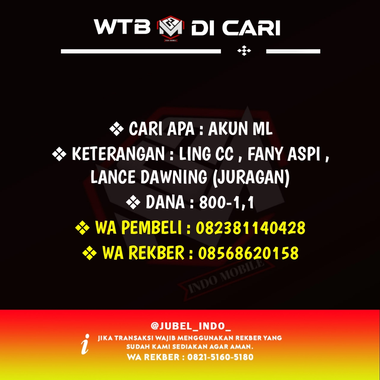 CARI AKUN ML #ML5549