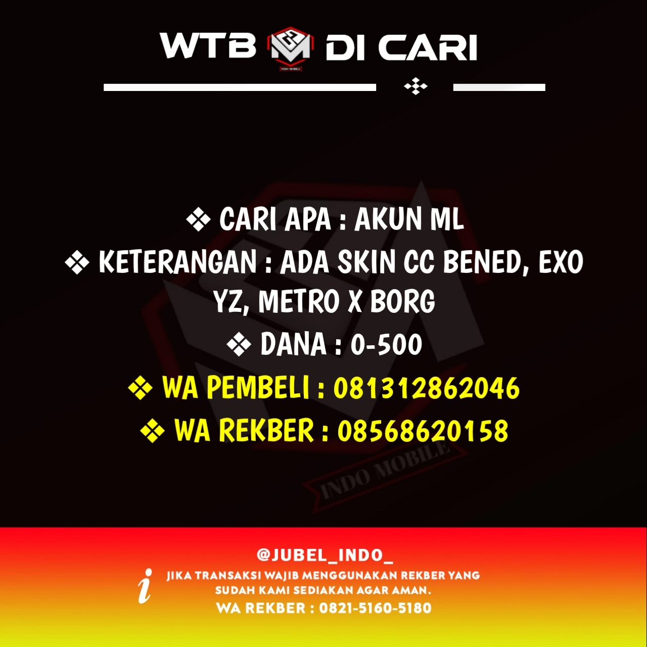 CARI AKUN ML #ML5566