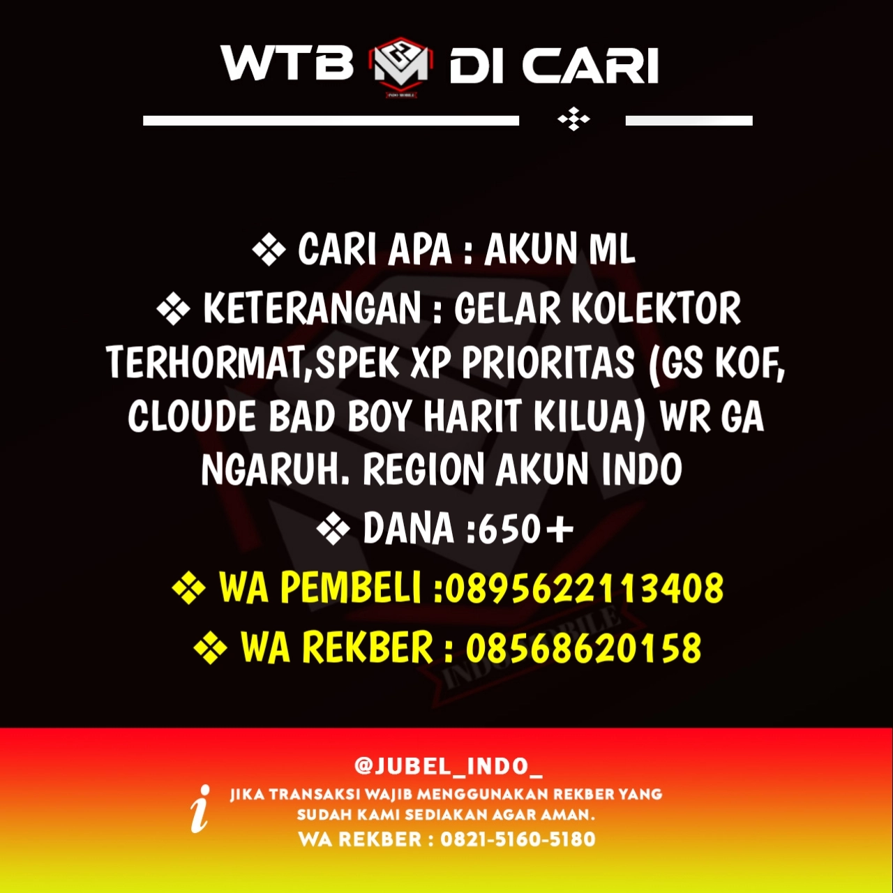 CARI AKUN ML #ML5578