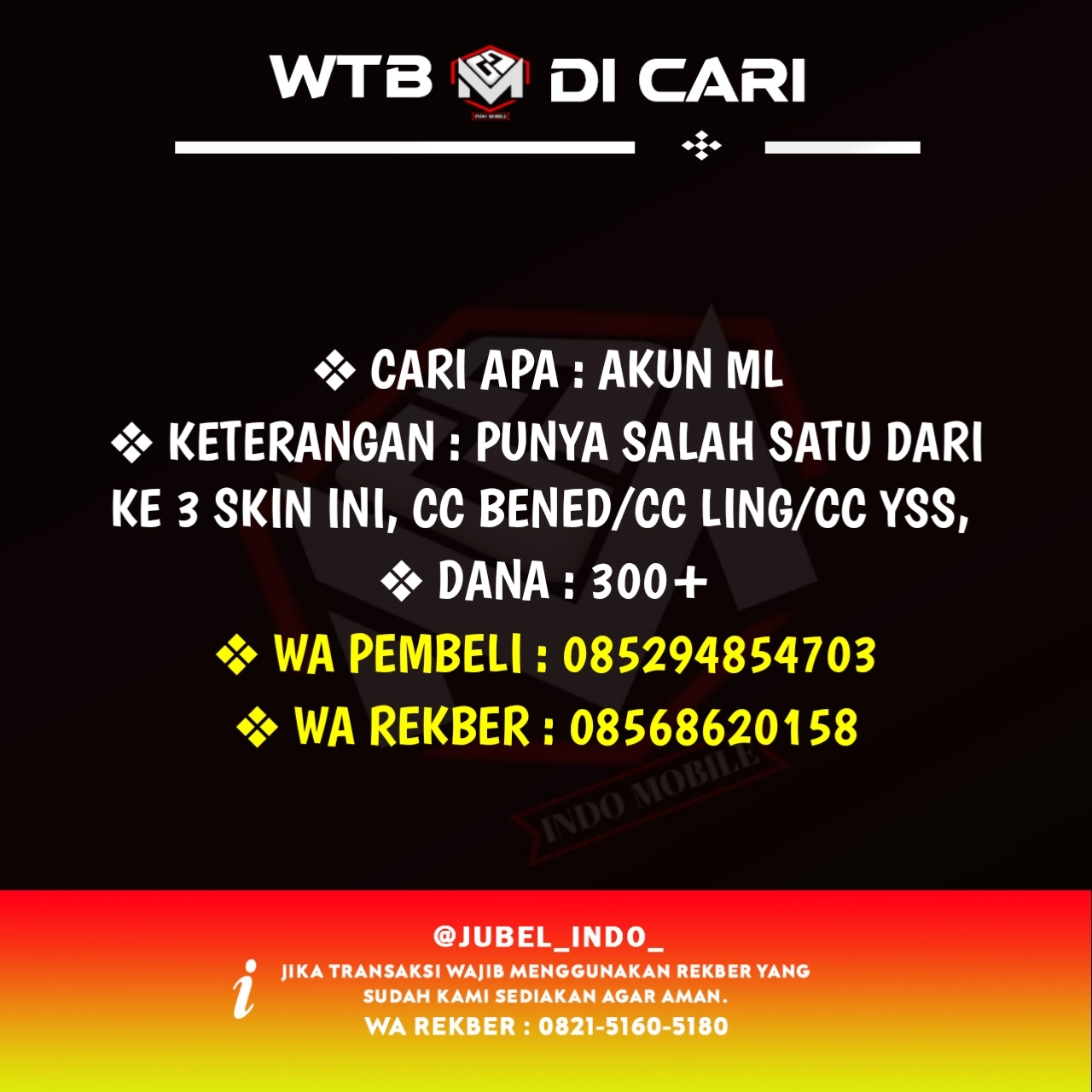 CARI AKUN ML #ML5661