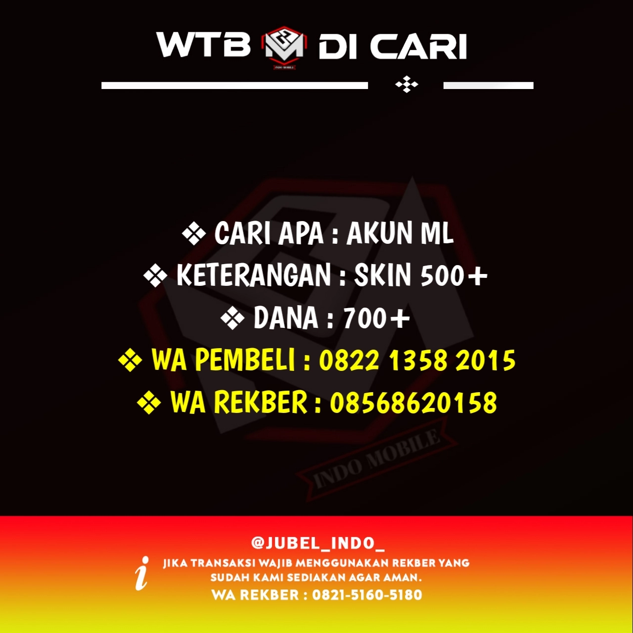 CARI AKUN ML #ML5805