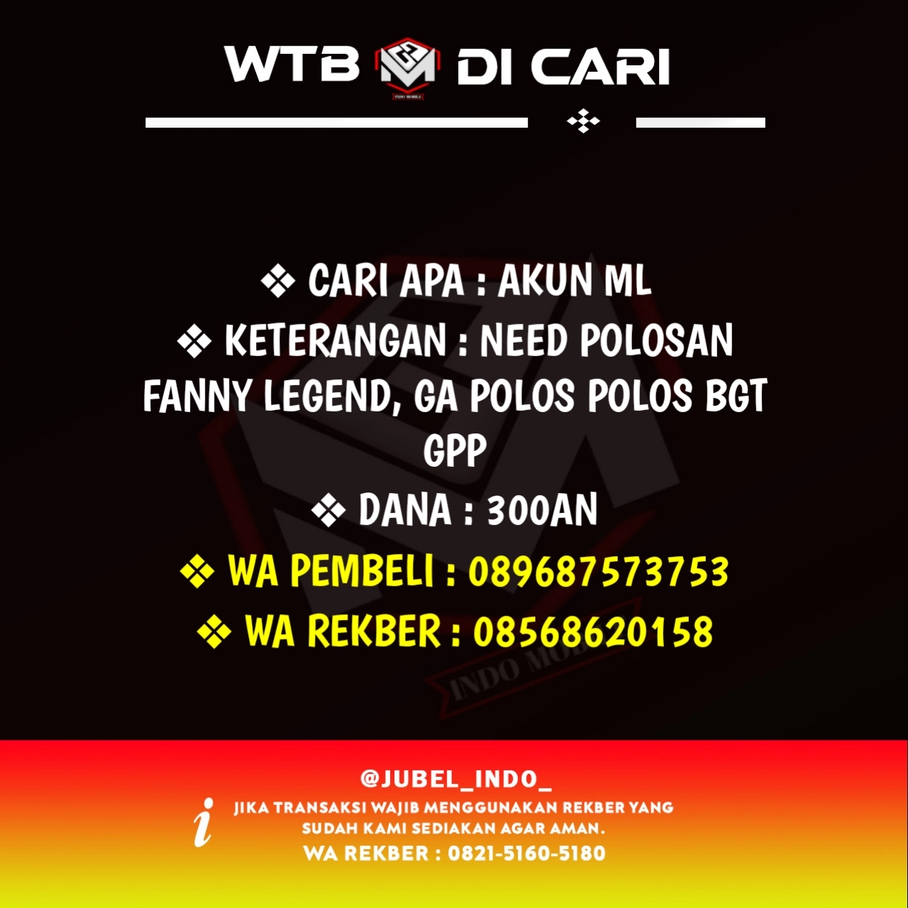 CARI AKUN ML #ML5873