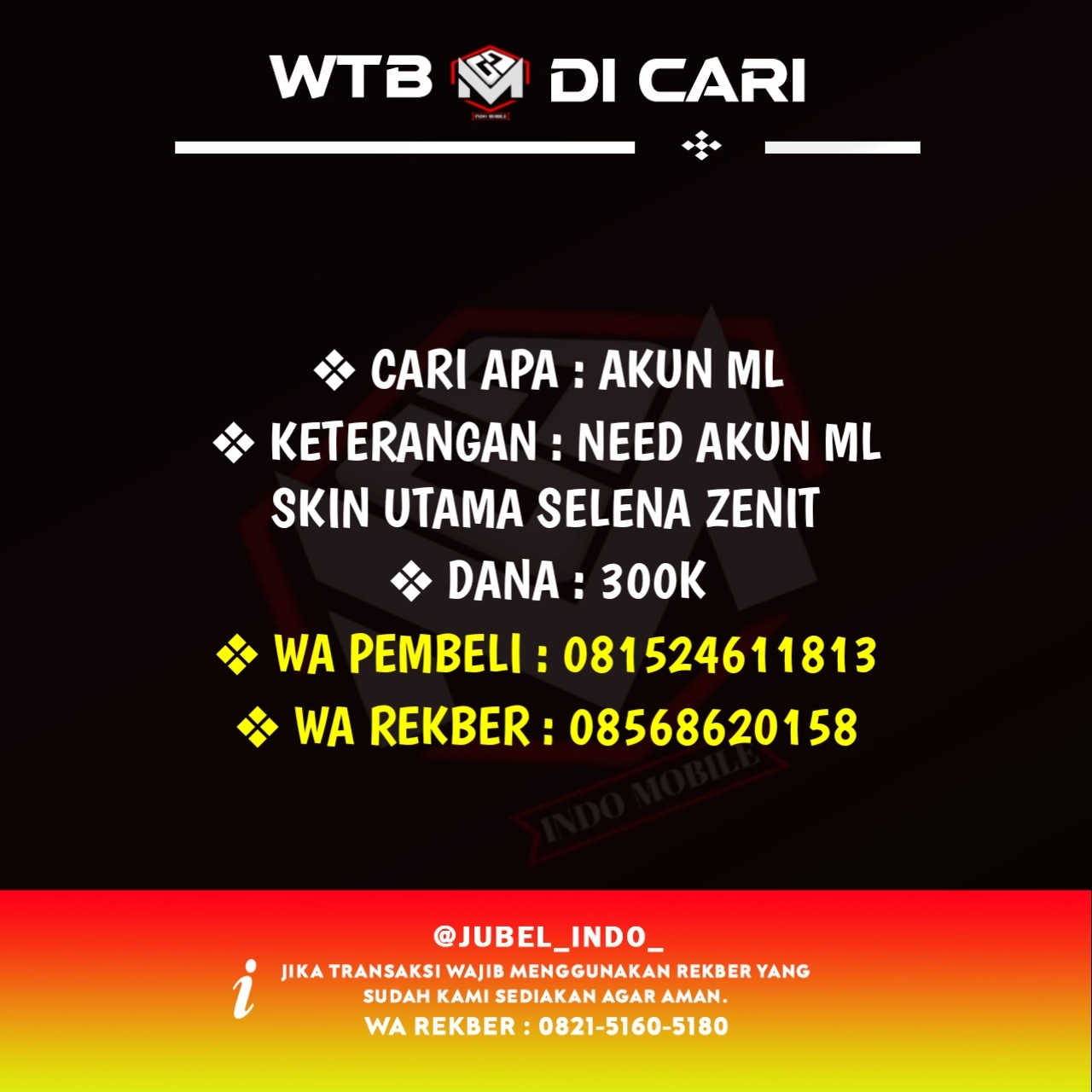 CARI AKUN ML #ML5888