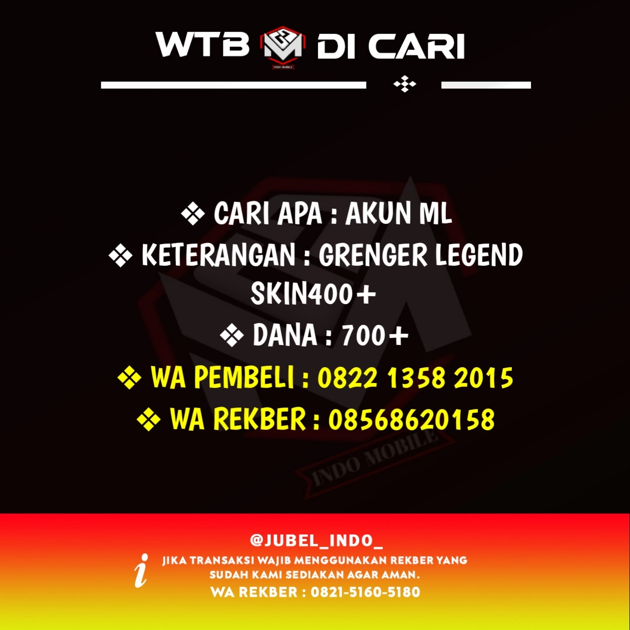CARI AKUN ML #ML6060