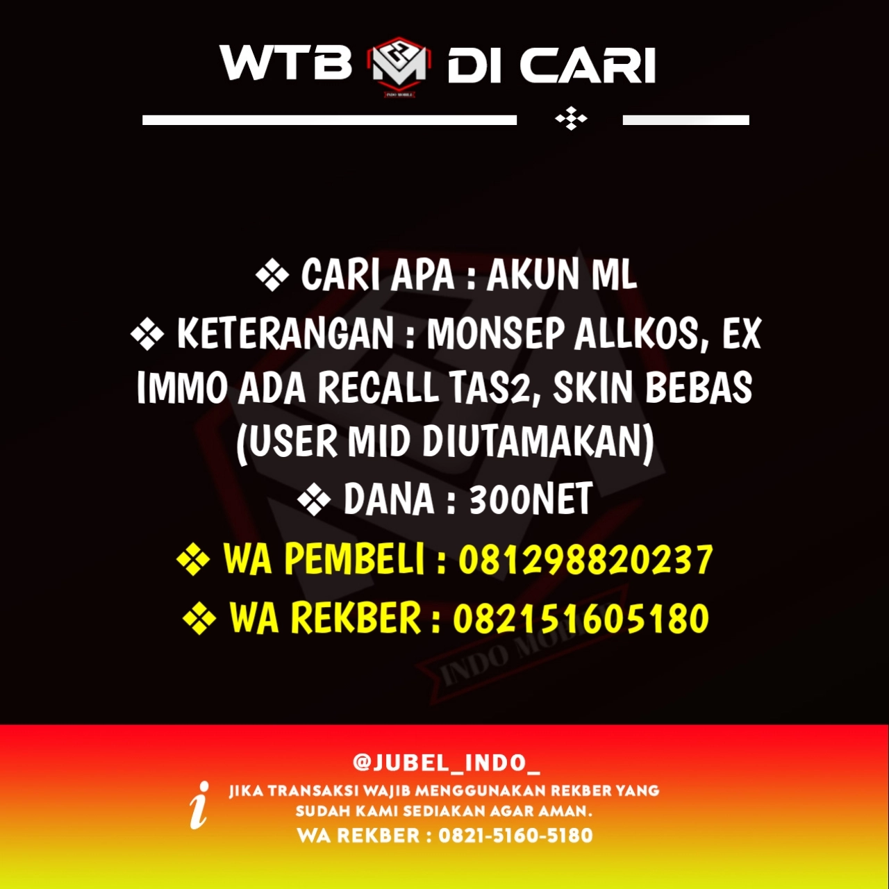 CARI AKUN ML #ML6199
