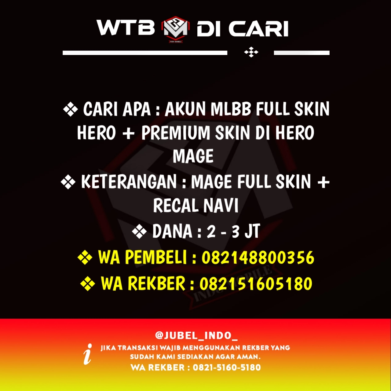 CARI AKUN ML #ML6222